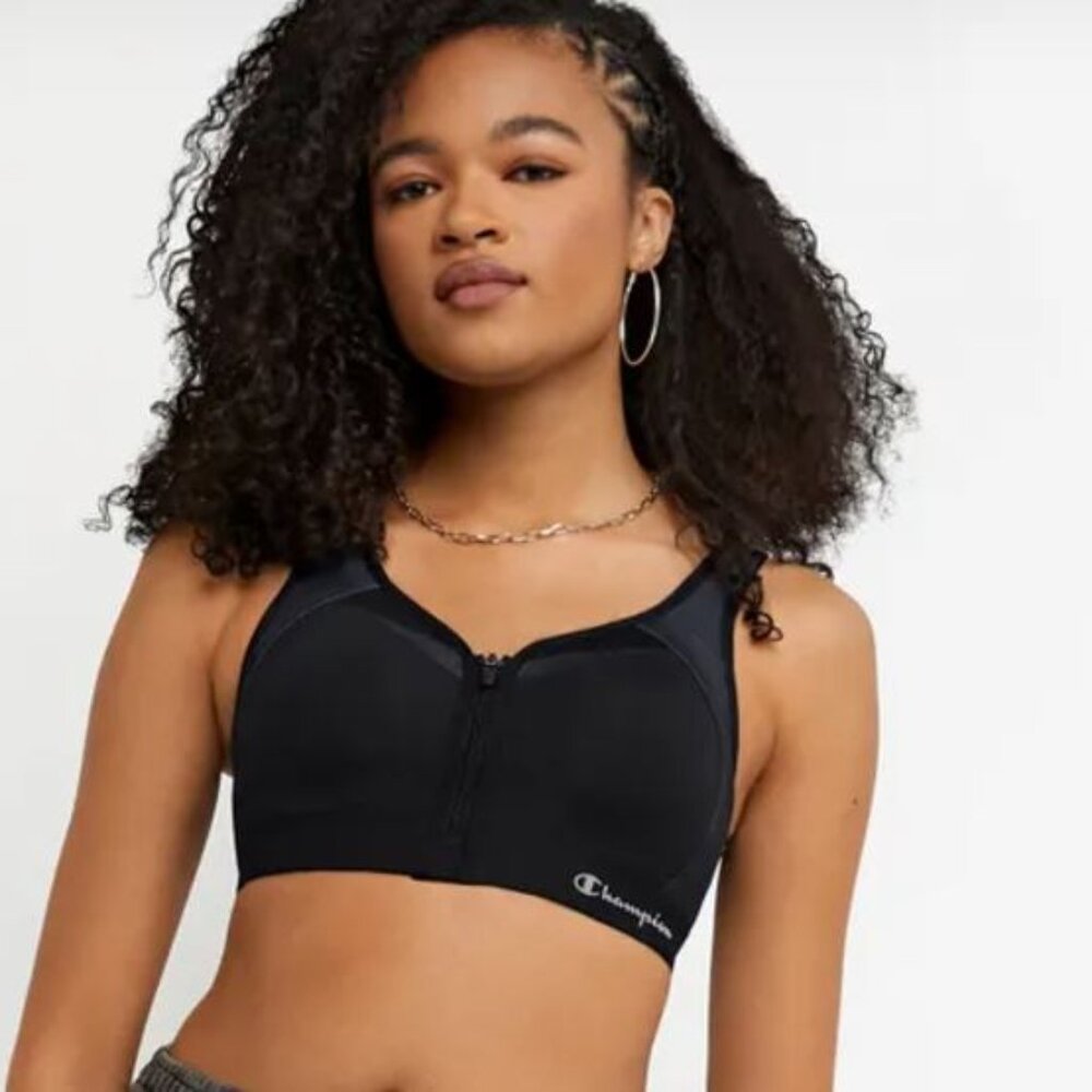Champion Motion Control Front Zip High Impact Molded Cup Sports Bra Size 34DD